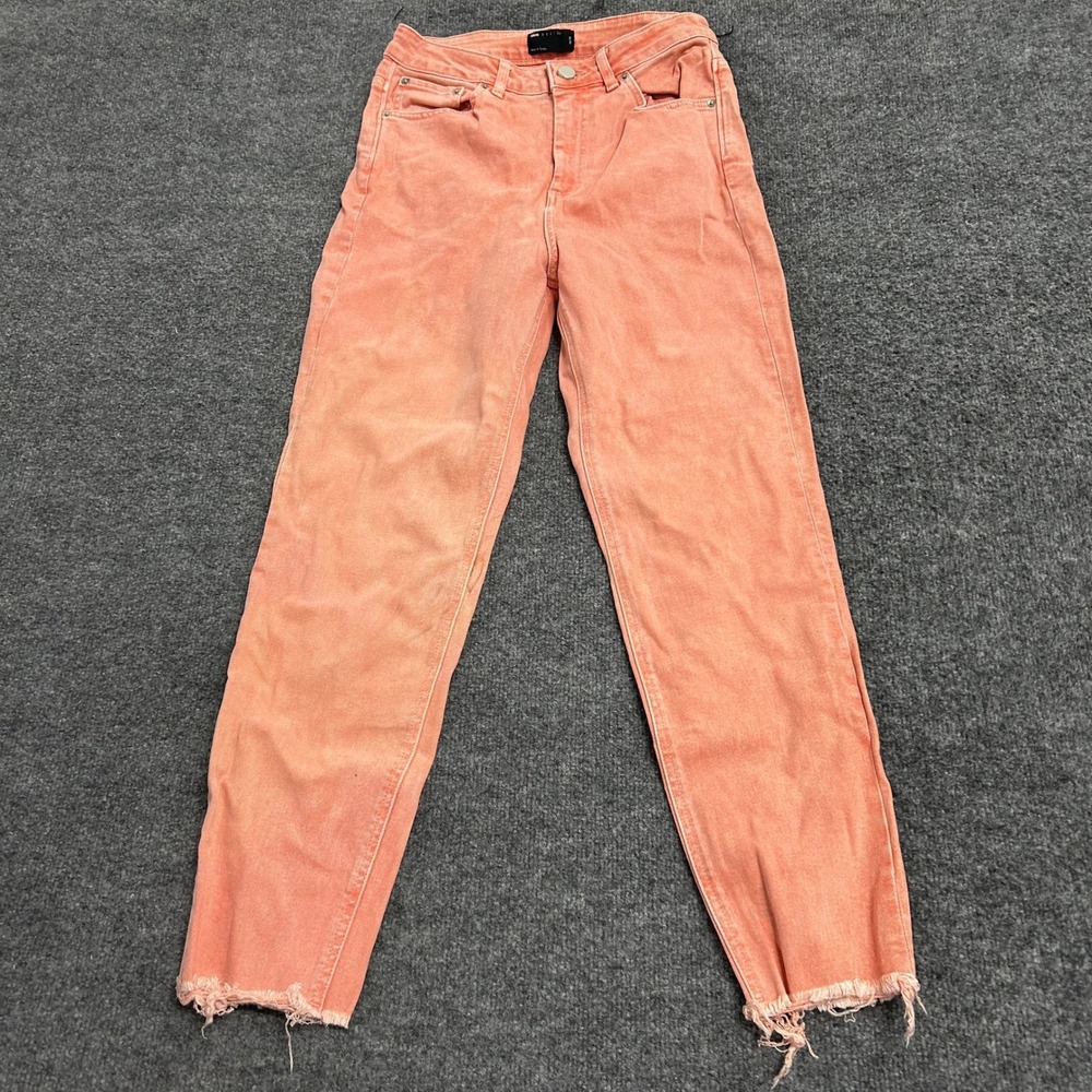 ASOS Jeans Mens Size 30/32 Orange Acid Wash Slim Fit Raw Hem Denim Pants 48523